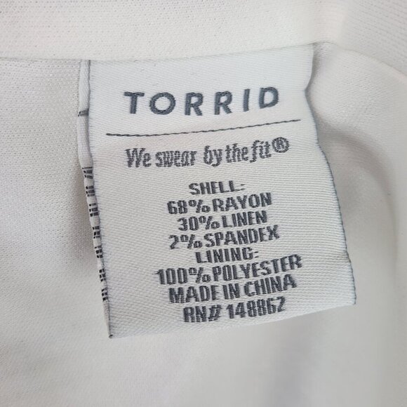 Torrid Linen Blend Two Button Long Line Blazer 1X Tan Ivory Stripe Coastal Chic - Picture 6 of 7